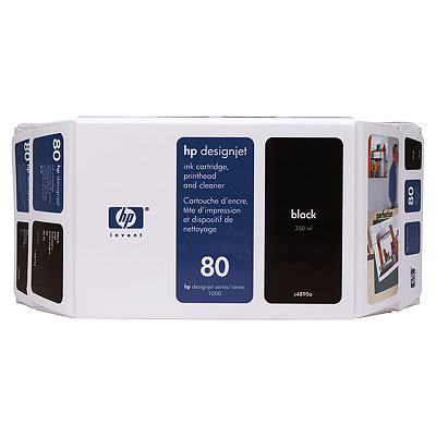 HP 80 Value Pack 350-ml Black Ink Cartridge and Printhead (C4890A)